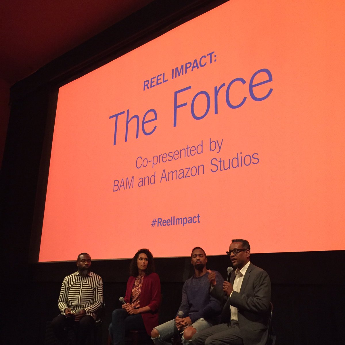 We're discussing the state of policing in the US with @Moore_Darnell, @zoeymartinson, @IV_Names, and @VinceWarren at our #ReelImpact event.