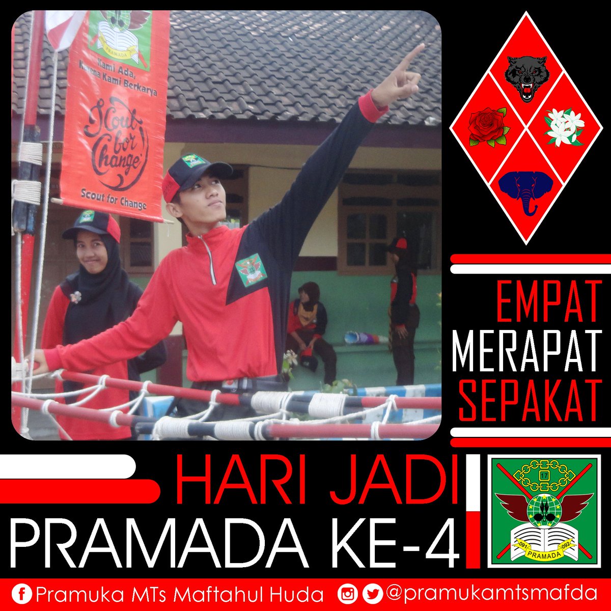 asb_scout's tweet photo. Selamat Hari Jadi Pramada yang ke-4 (30/11/2017).
Semoga yang terbaik aja lah 😊

Telat ngepost 😅🙏

#KamiAdaKarenaKamiBerkarya
#HariJadiPramada
#DMpramada4
#PramukaMTsMAFDA https://t.co/51McWJxK0y