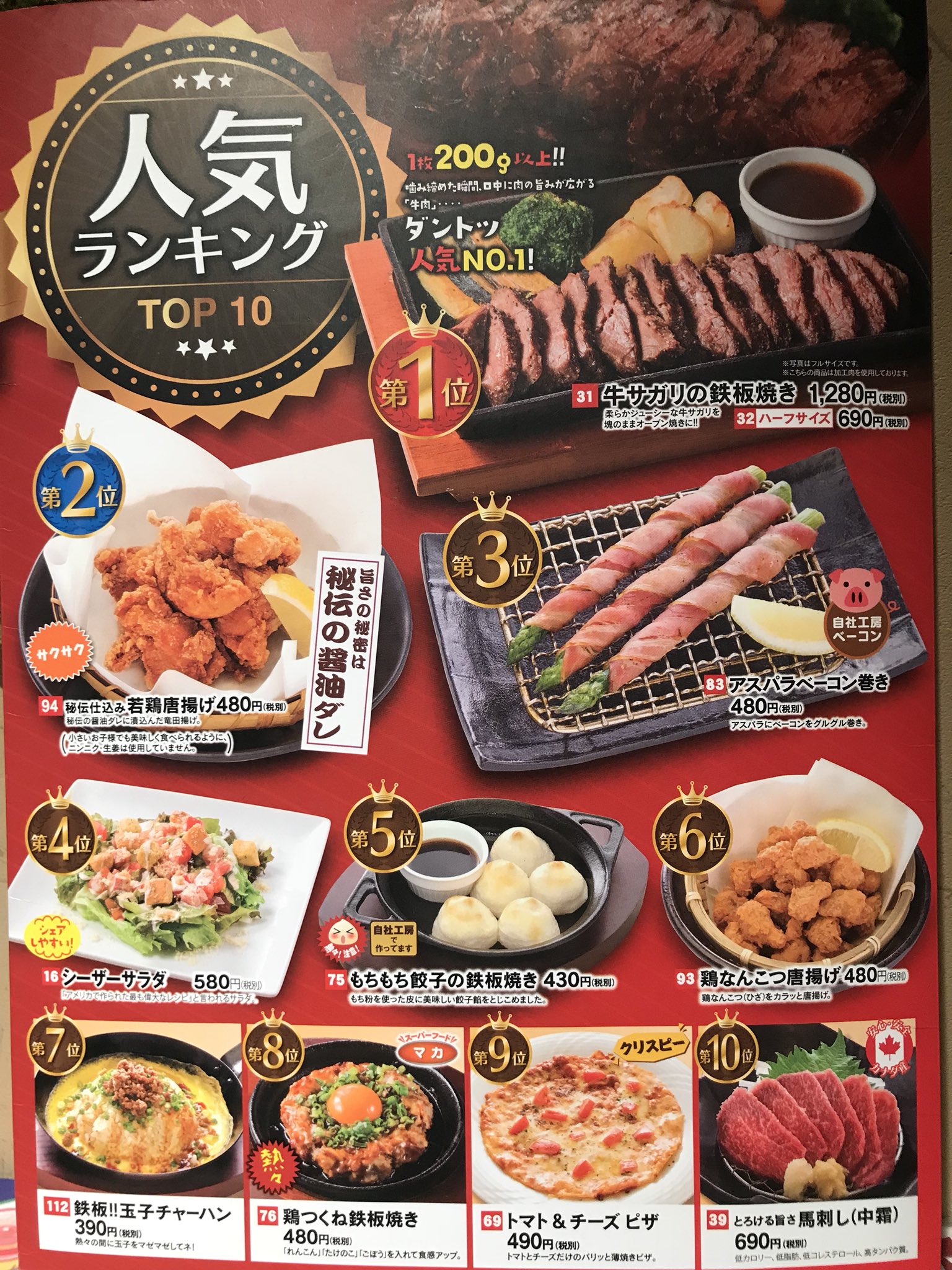 とりあえず吾平上田国分店 On Twitter: "⭐️🌟⭐️🌟⭐️🌟⭐️🌟⭐️🌟⭐️ 吾平の料理人気ランキングです！！！  1位はダントツで牛サガリの鉄板焼き🥩🥩🥩 牛サガリ目的で来る価値ありますよ…🤫 また、忘年会シーズンが始まり、12月の金、土曜日の予約が埋まってきまし  ...
