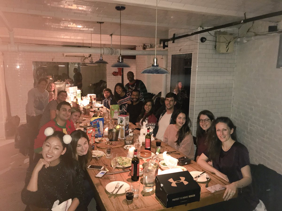 stephaniestran's tweet photo. .@mopub White Elephant & Holiday #MoSoCo dinner at @AriaWineBar! Complete with an appearance from an 🐘 and 🐢! https://t.co/QwzPl42rVi