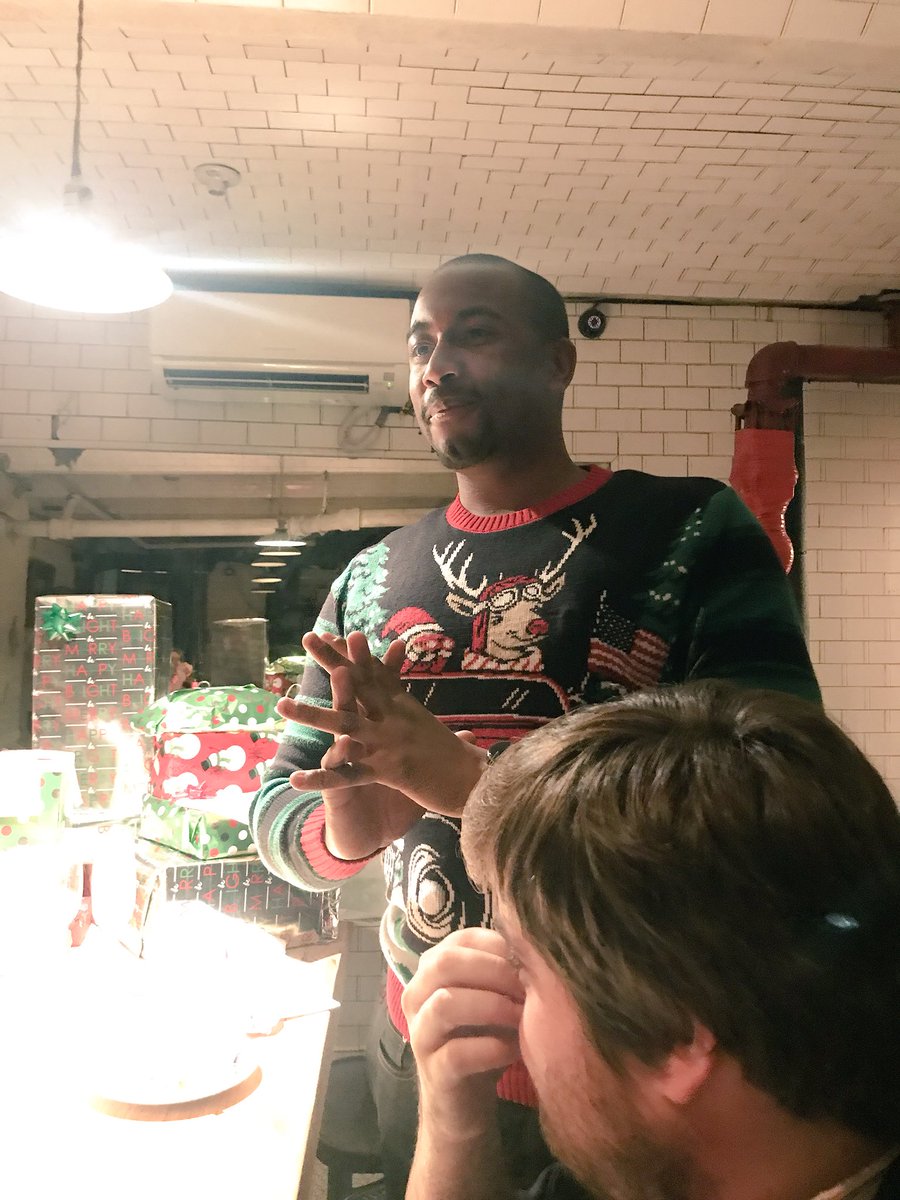 stephaniestran's tweet photo. .@mopub White Elephant & Holiday #MoSoCo dinner at @AriaWineBar! Complete with an appearance from an 🐘 and 🐢! https://t.co/QwzPl42rVi