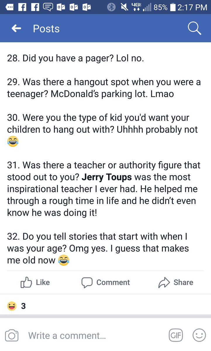 Toups_J's tweet photo. @laurarfarmer #CowetaEdChat A6 This made my day.  Taught this student over a decade ago.  This was in a facebook post read answer 31.  Being positive with your students every day is huge. #AlwaysBelieve https://t.co/R6Dhv7BhhW