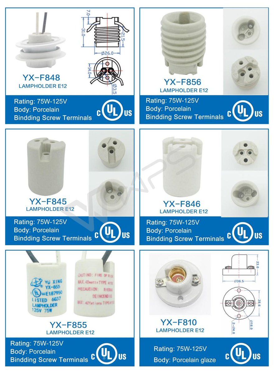 Sarah11211128's tweet photo. #morning #lightsocket #YuXing
lampholder from the installation of ways it can be divided into bayonet, screw, etc., from the production of materials it can divided into bakelite, plastic, metal, ceramic and other materials. https://t.co/pjf3f0kW6h