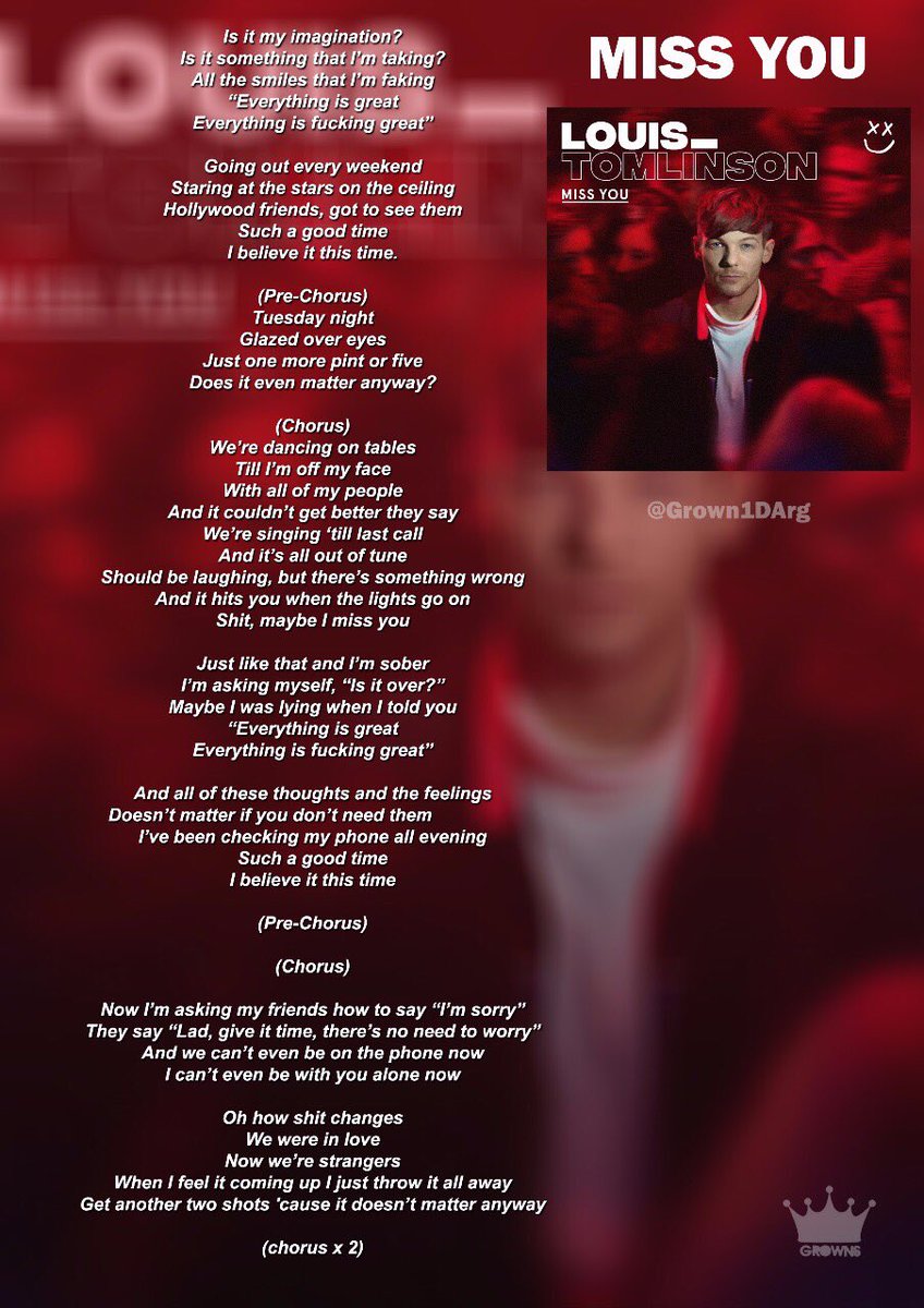 lasgrowns's tweet photo. Lyrics of “Miss You” / Letra en español de “Miss You” 🙌🏼❤️ 

#MissYou https://t.co/3UgBJmNtqF