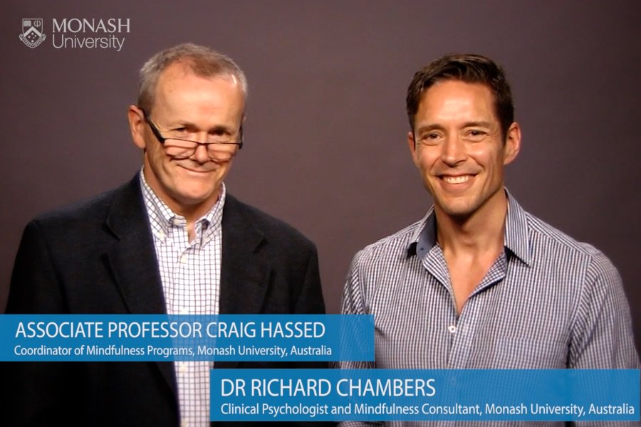 MindfulMonash's tweet photo. @YouTube This wk from rainy #Melbourne (although you can't hear the torrential downpour from inside our studio) Craig & Richard chat about self-compassion, self-criticism, mistakes, pain, leadership & neuroplasticity #FLMindLife #FLMindfulness (Follow @BOM_Vic for #MelbourneStorm updates) https://t.co/SJD73Enq0J