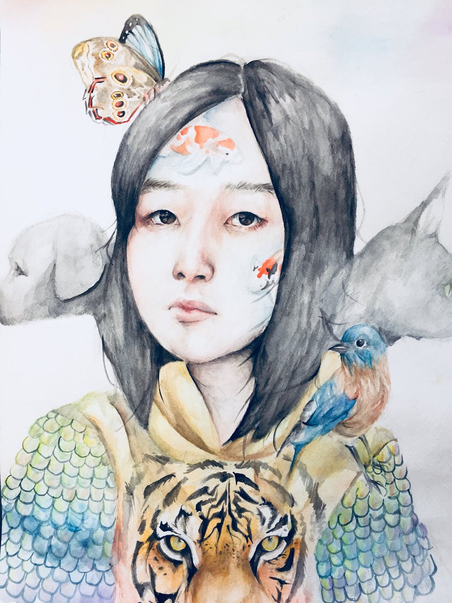 MissHeidiMakes's tweet photo. Had our critique in IB Art with Self-Portraits that conveyed their theme. #OrderThroughLine #PatternInEmotion #AnimalsAndMood #InteractionWithFood #selfportrait #IBArt #highschoolartroom #art #artists #RobbinsdaleCooper @FrankEHerman @CarltonDJenkins @ISD281 @cooper_students https://t.co/EGm3neREVo