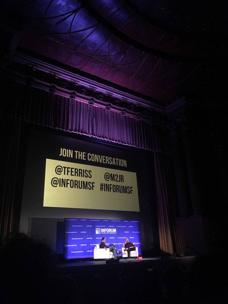 aliyadossa's tweet photo. "The opposite of a grudge is enjoying seeing people do well" - @m2jr @tferriss @INFORUMsf #inforumsf https://t.co/MtbD8WggoM
