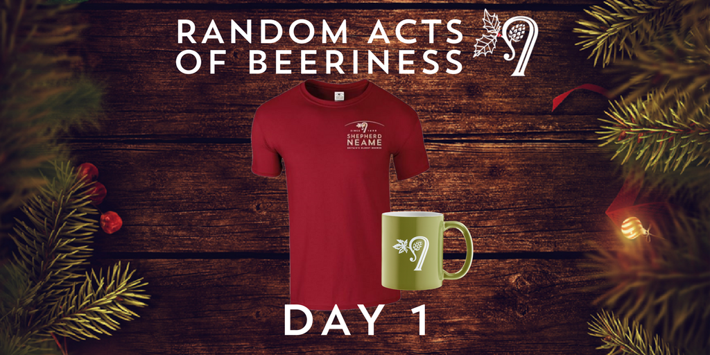 ShepherdNeame's tweet photo. Step into Christmas with the first of our #RandomActsofBeeriness. Today we’re giving away a Shepherd Neame t-shirt and mug. New prizes daily, plus EVERY ENTRY goes into the ‘Big Beery Bonanza’ main draw to win one of everything! Enter now: https://t.co/1Oqey8acbp #RAOB2017 https://t.co/hOQLTNc4mn