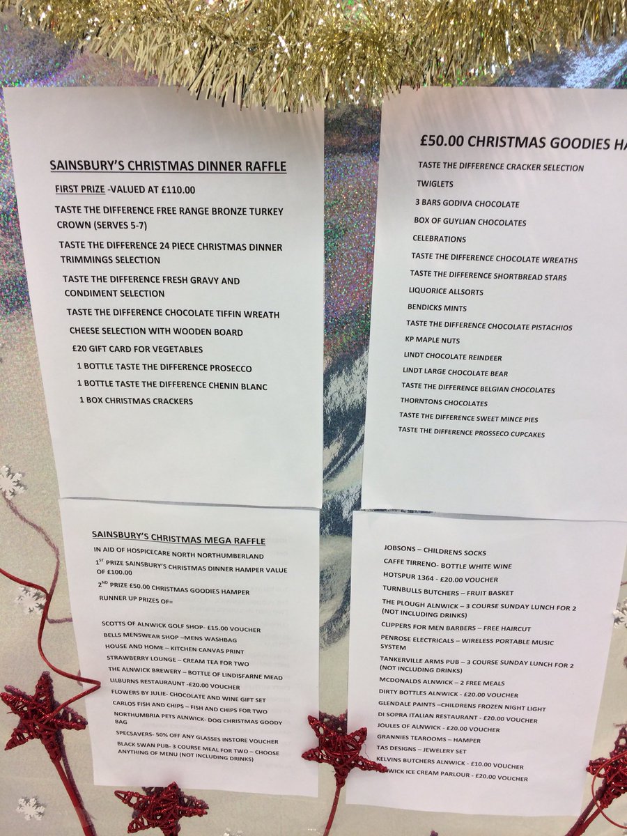 jwrightno4js's tweet image. Win your christmas lunch @sainsburys #alnwick #n04js @hospicecarenn @alnwickgazette #charityoftheyear