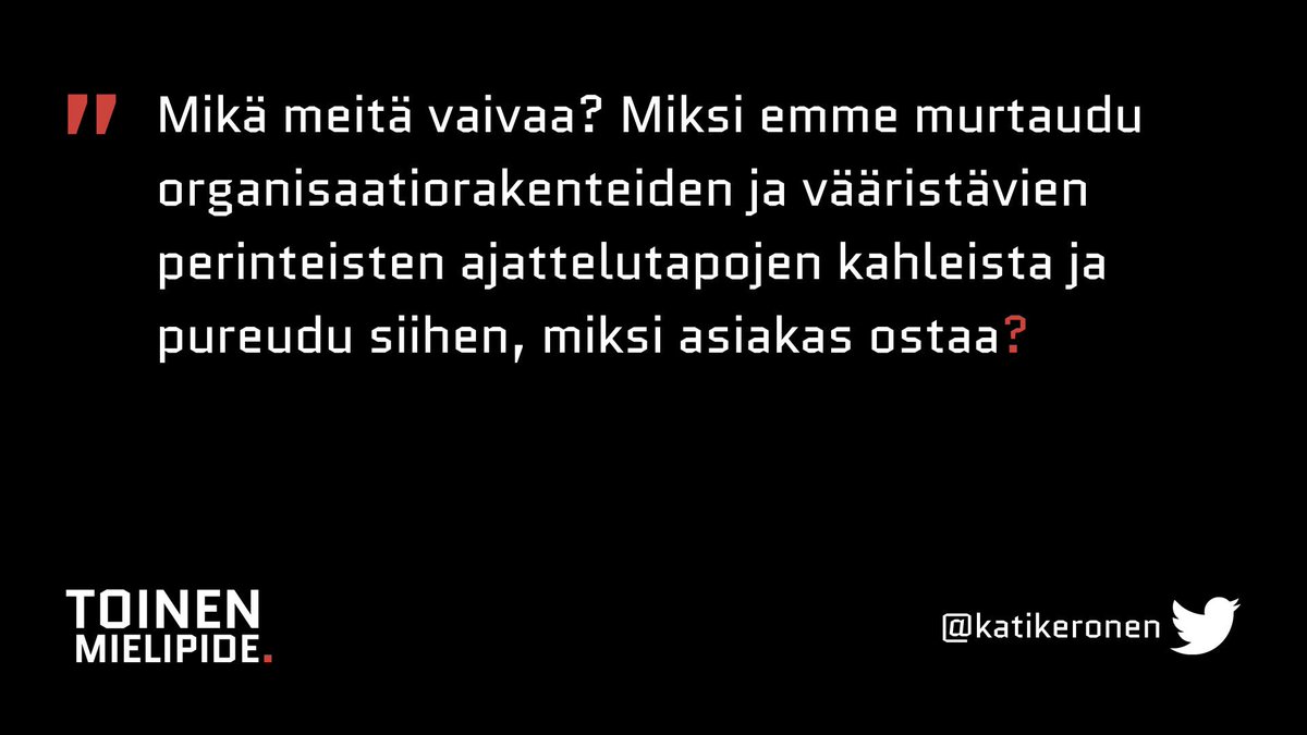 Estääkö oman navan tuijottelu asiakastasi ostamasta, kysyy Kati Keronen toinenmielipide.fi/estaako-oma-na… #markkinointi #myynti #toinenmielipide