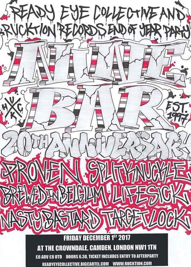 We have this show happening at <a href="/TheCrowndale/">The Crowndale Club</a> tonight for Ninebars 20th anniversary show. 
Stages in faith have replaced target lock. 
tickets on sale till midday at readyeyecollective.bigcartel.com