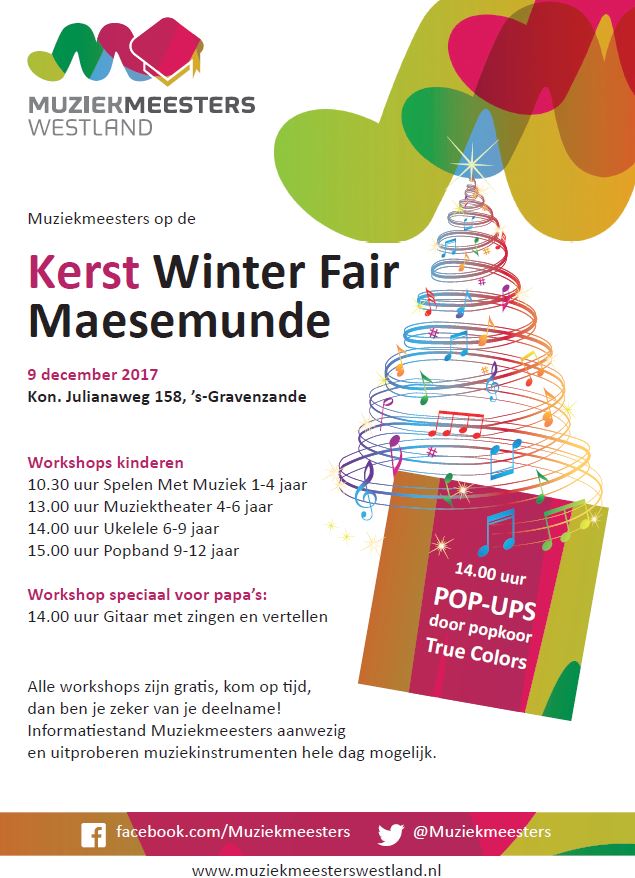 Muziekmeesters's tweet photo. Altijd al eens een instrument willen bespelen? Kom dan op 9 dec. langs bij de Kerstfair in de #Maesemunde in 's Gravenzande! We geven die dag allerlei workshops en er staan verschillende instrumenten klaar om uit te proberen! #westland #muziekmeesters https://t.co/2EBAG7F0mw