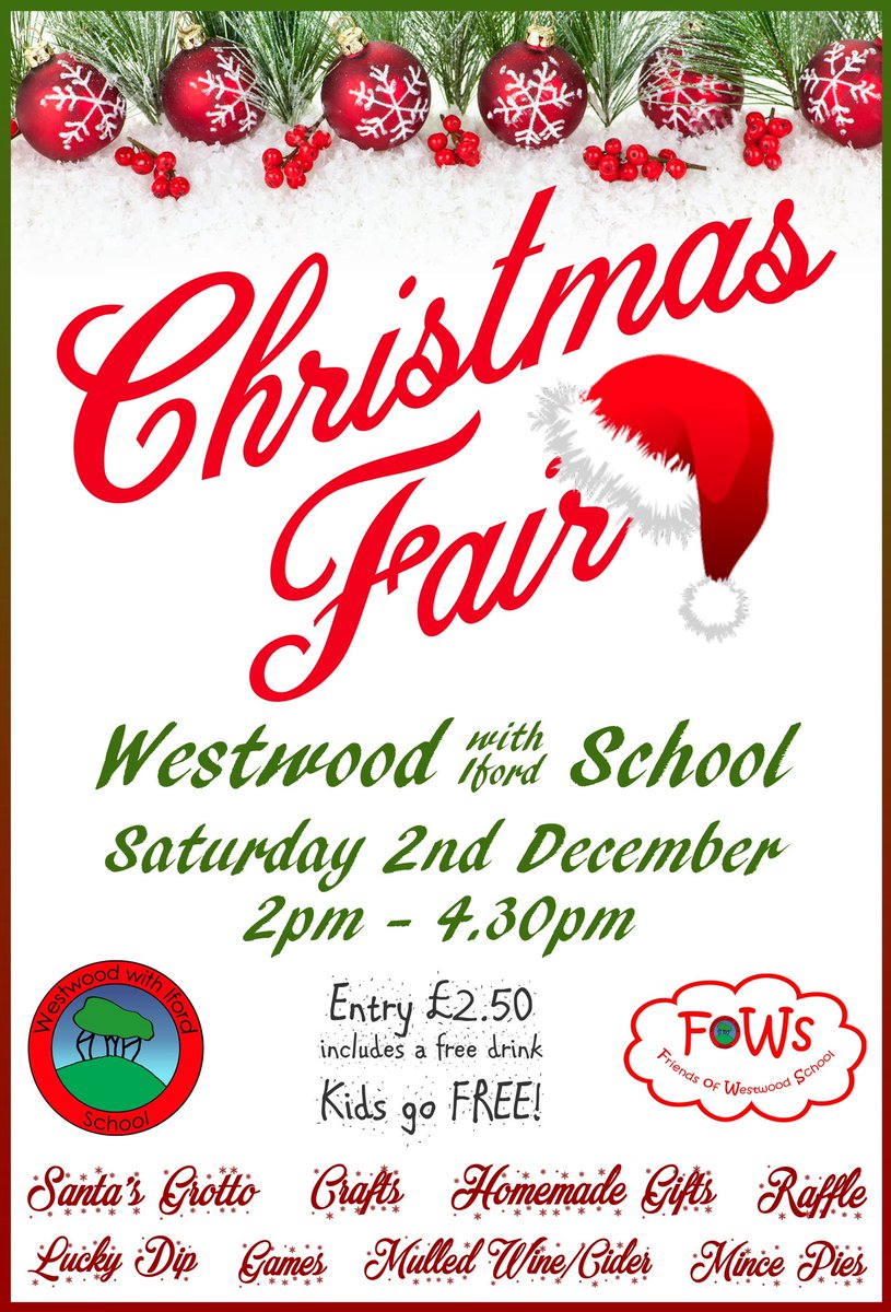 fowschool's tweet photo. Some fantastic raffle prizes to be had at the @wwischool Christmas Fair tomorrow thanks to @homewoodpark @bathcitysightseeing @IfordManor and more! #supportourschool https://t.co/ak0RE5LXMp