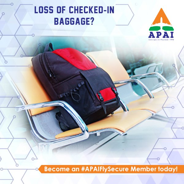 APAIIndia's tweet photo. Have you ever lost your checked-in luggage? Then @APAIIndia #FlySecure Membership is just for you!
Simply Visit: https://t.co/7bgRKZzpOR 
#FlySecureToYourRescue #BaggageLoss https://t.co/7zdTtA31d4
