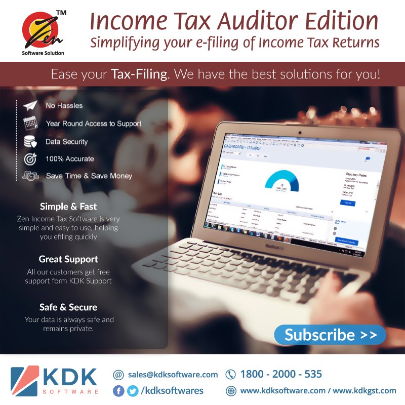 KDKSoftwares's tweet photo. Zen Income Tax Software is a comprehensive compliance solution. It also includes various value added features to ease up tedious task of e-filing #ITR.
For Sales @ 1800 2000 535 | sales@kdksoftware.com | https://t.co/C3wn8gDzmN
#KDK #Softwares #AIR #Income #Tax #Service_Tax #TDS https://t.co/acZi9NLajE