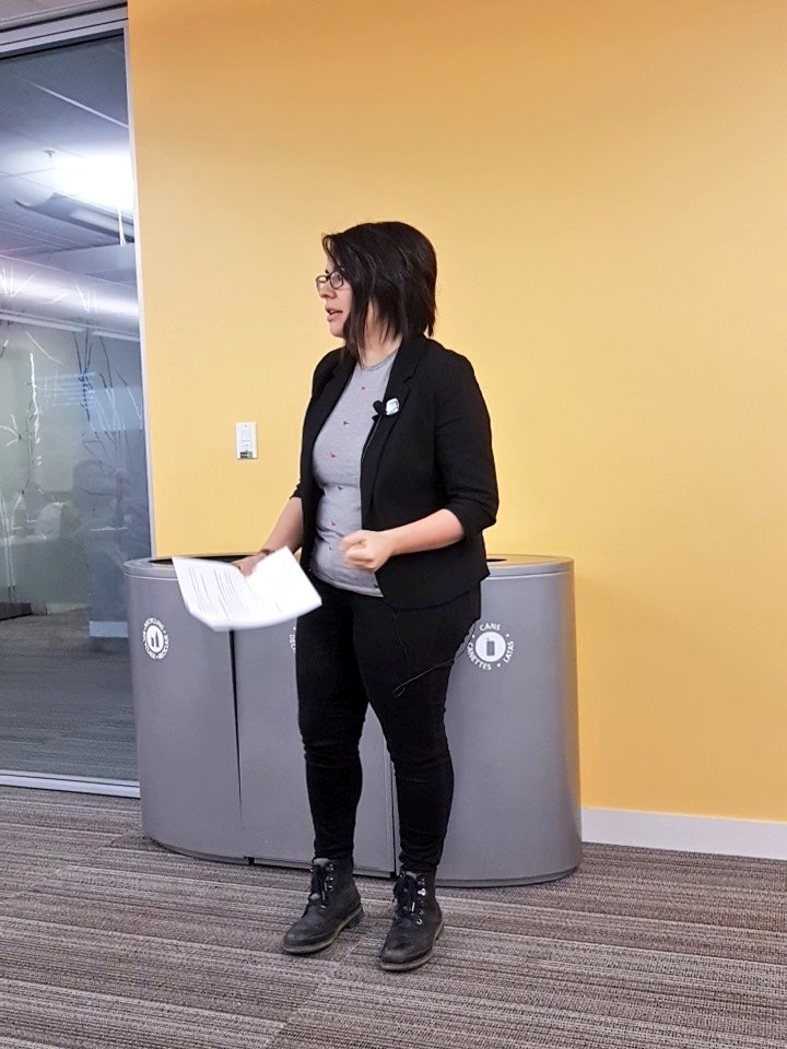 shhh_hina's tweet photo. Thanks team #ATB! Lots of laughs and smiles from us too. Thanks to @anothercardinal @bingofuel @tylerjackbutler for talks tonight, @paper_leaf for refreshments and @DPMEdmonton & @yegcontent for a great event! #dpmcontent #yegbuzz https://t.co/GgPP56km7g