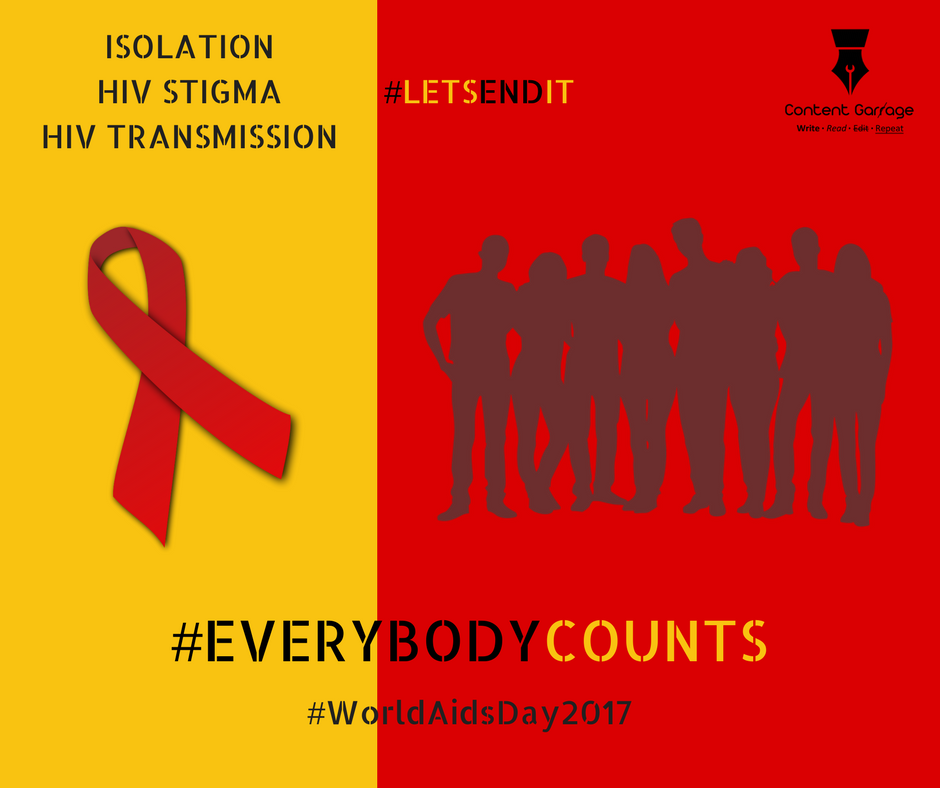 ContentGarrage's tweet photo. On #WorldAIDSDay2017, let's pledge not to discriminate between who counts and who does not. #WorldAIDSDay #HIV #LetsEndIt #EverbodyCounts @WHO @ThePeekPoint @rozariocrispin @CrislinRozario @crisenta https://t.co/5KO7tapS2e