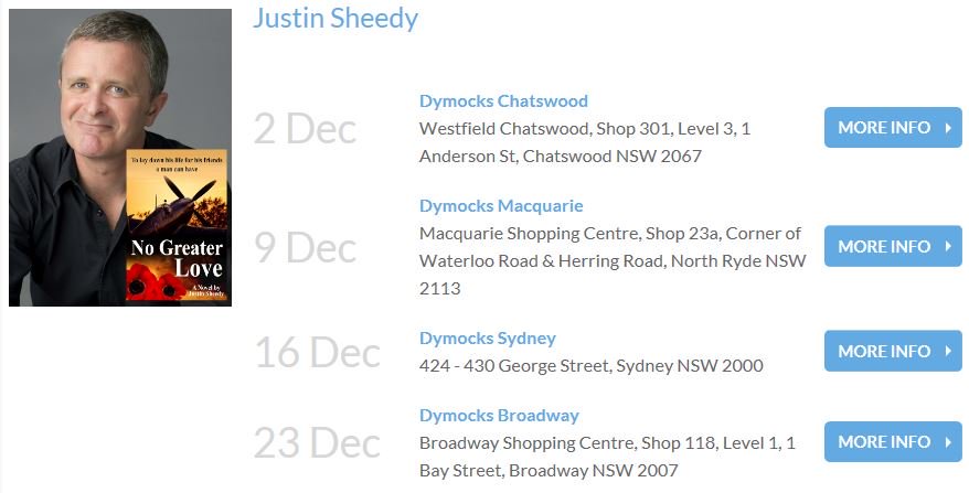 Justin_Sheedy's tweet photo. My Christmas Shopping Book-Signing World Tour of Sydney! Starts tomorrow!!! https://t.co/LFL7Nuz1Sm