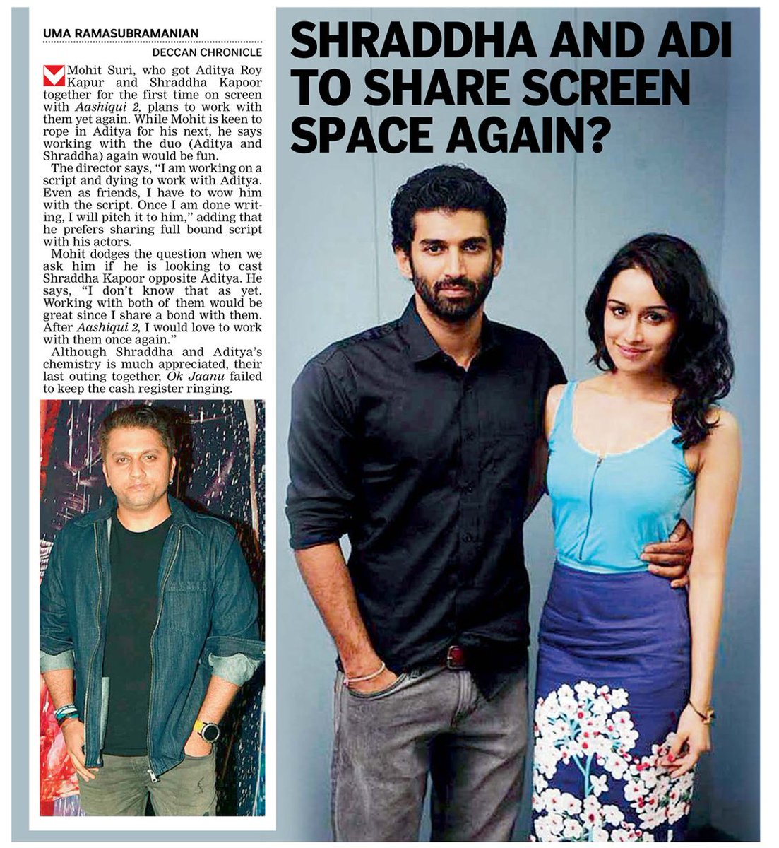 ILuvShraddha's tweet photo. [SCAN]: @ShraddhaKapoor &amp; Aditya To Share Screen Space Again? https://t.co/BHXY49uhXv