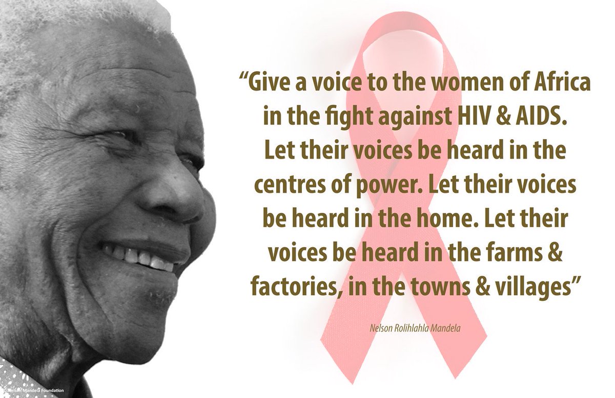 "Give a voice to the women of Africa in the fight against HIV &amp; AIDS. Let their voices be heard in the centres of power. Let their voices be heard in the home. Let their voices be heard in the farms &amp; factories, in the towns &amp; villages" #WorldAIDSDay