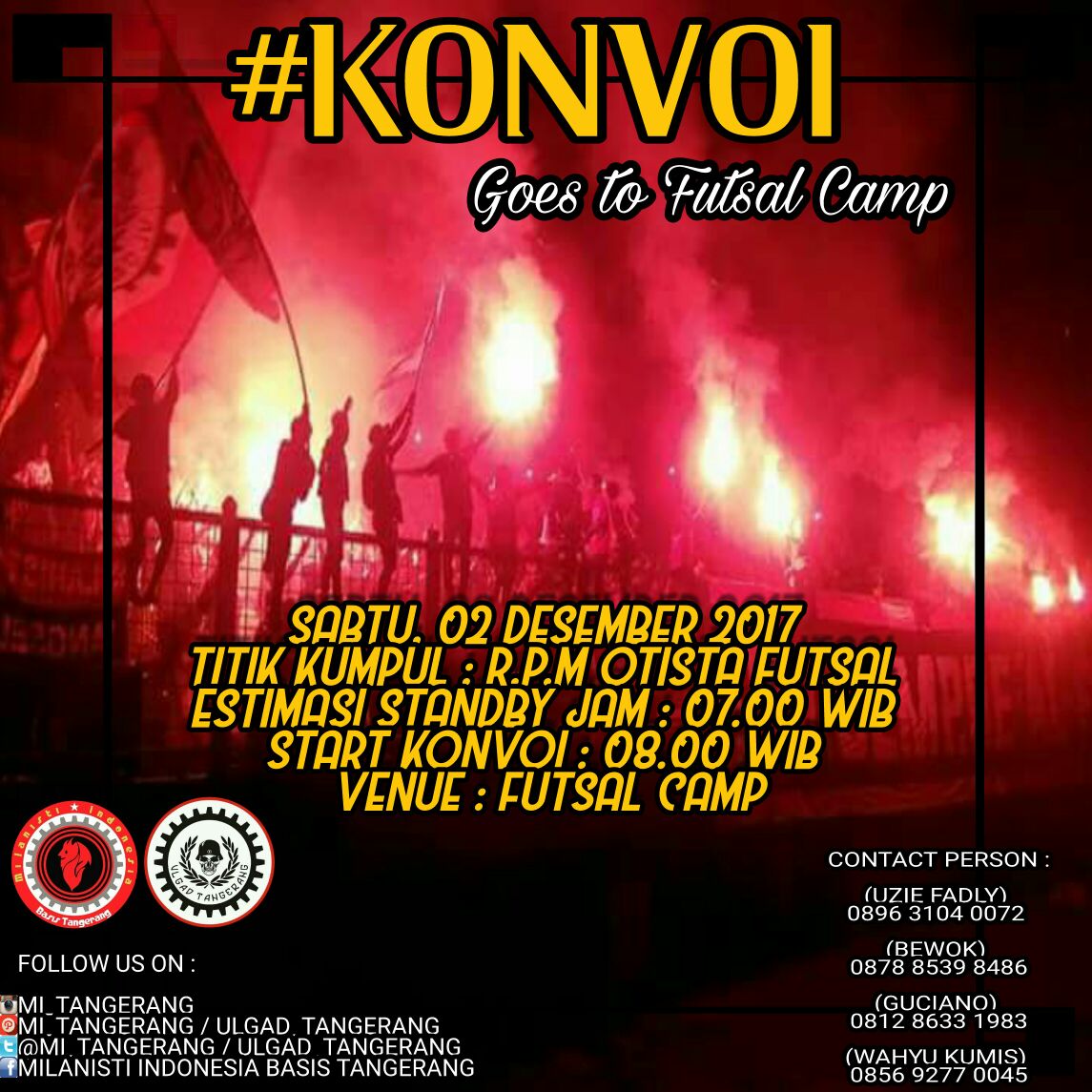 UlgadTangerang's tweet photo. Yuk gads, besok kite konvoi ke @CampFutsal, dukung timnas @MI_Tangerang berlaga #LetsbringThenoise! Merapat https://t.co/5WtP92Qsc3