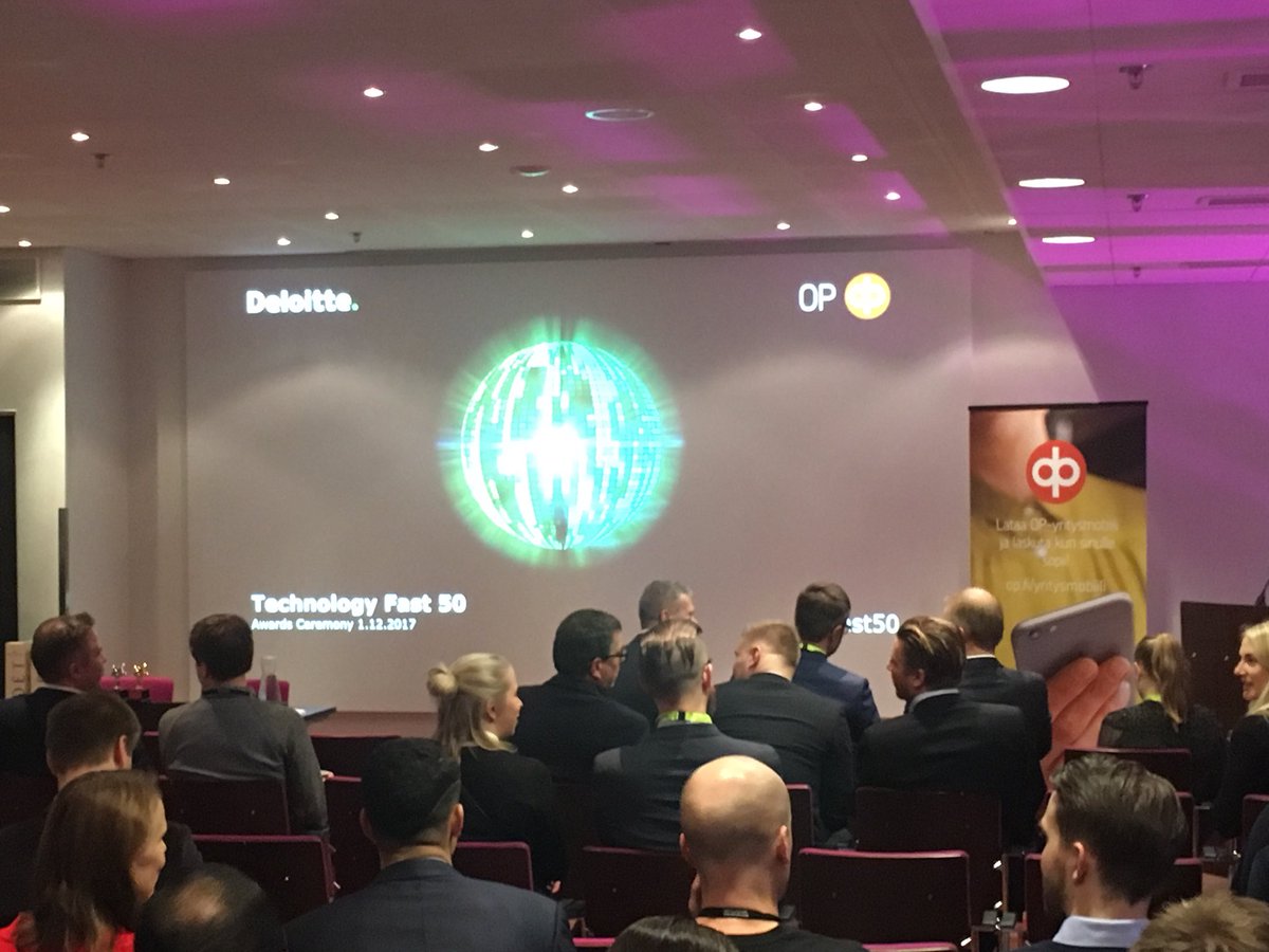 LineLahtinen's tweet photo. It’s about to begin...Technology Fast 50 Awards Ceremony 2017! #slush17 #fast50 #deloitteevents https://t.co/f9w5Zuecmt
