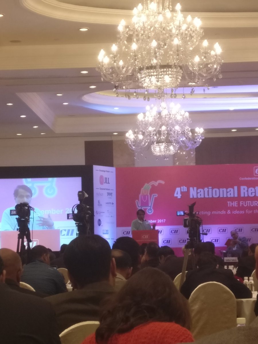 tarinimk's tweet photo. Always interesting to listen to our ministers in real life beyond soundbites @sureshpprabhu at @CIIEvents #retailsummit2017 on the larger opp offered by retail. Linking manufacturers,Agri:creating supply chain. Focussing on the bigger picture always #retail https://t.co/wS9sgFLpC7