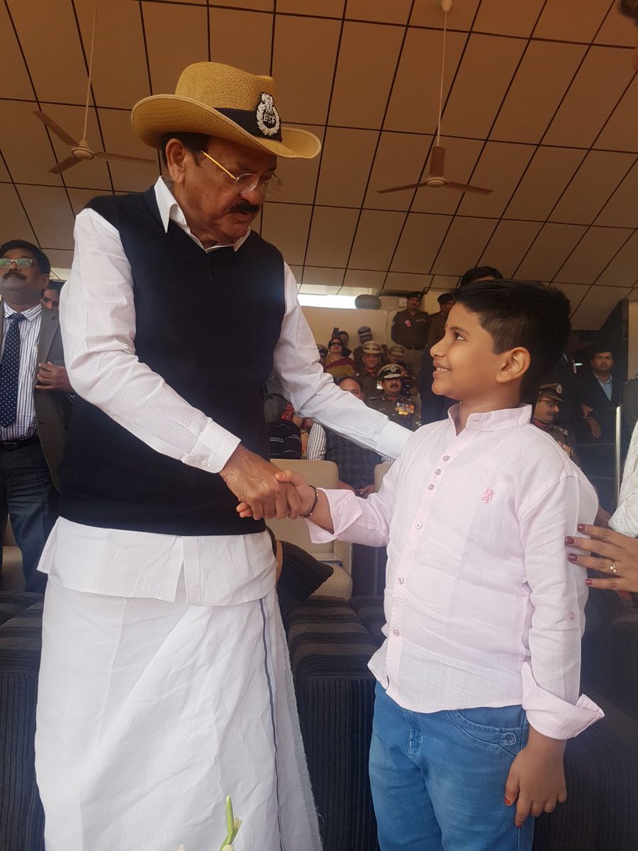 VPIndia's tweet photo. Compliment nine-year-old  boy Ravikar Reddy from Hyderabad  who visited and stayed for four days at Indo-Pak border at BSF camp and interacted with BSF jawans. https://t.co/eoRjJiyDlf