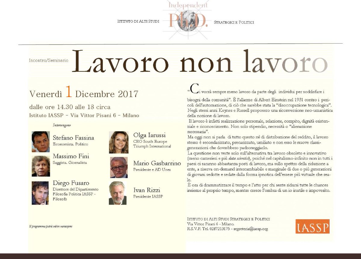 olgaiarussi's tweet photo. Oggi #1dicembre saro’ @iasspitalia Con l’esperienza del passato aiutiamo #giovani a guardare al #futuro #lavoro #iassp https://t.co/FVCs5dRE1T