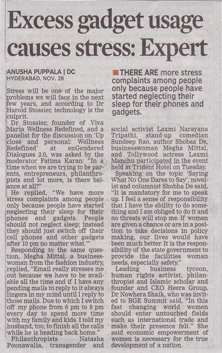 theshiftseries's tweet photo. #TheShiftSeries #enGENDERedDialogues 2.0 coverage in Deccan Chronicle
Dr Stossier, founder of Viva Maria Wellness Redefined, and a panelist for the discussion on ‘Up close and personal: Wellness Redefined’ at enGendered Dialogues 2.0, was asked by the mo… https://t.co/0Y7E4T5XNM https://t.co/Mi5DhKwdOU