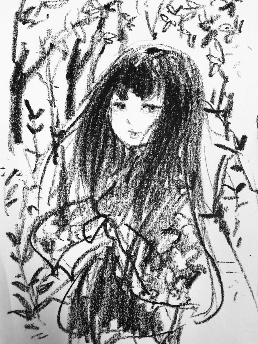 最近、お昼休みに、息抜きで雑木林の様子を描いてます。 