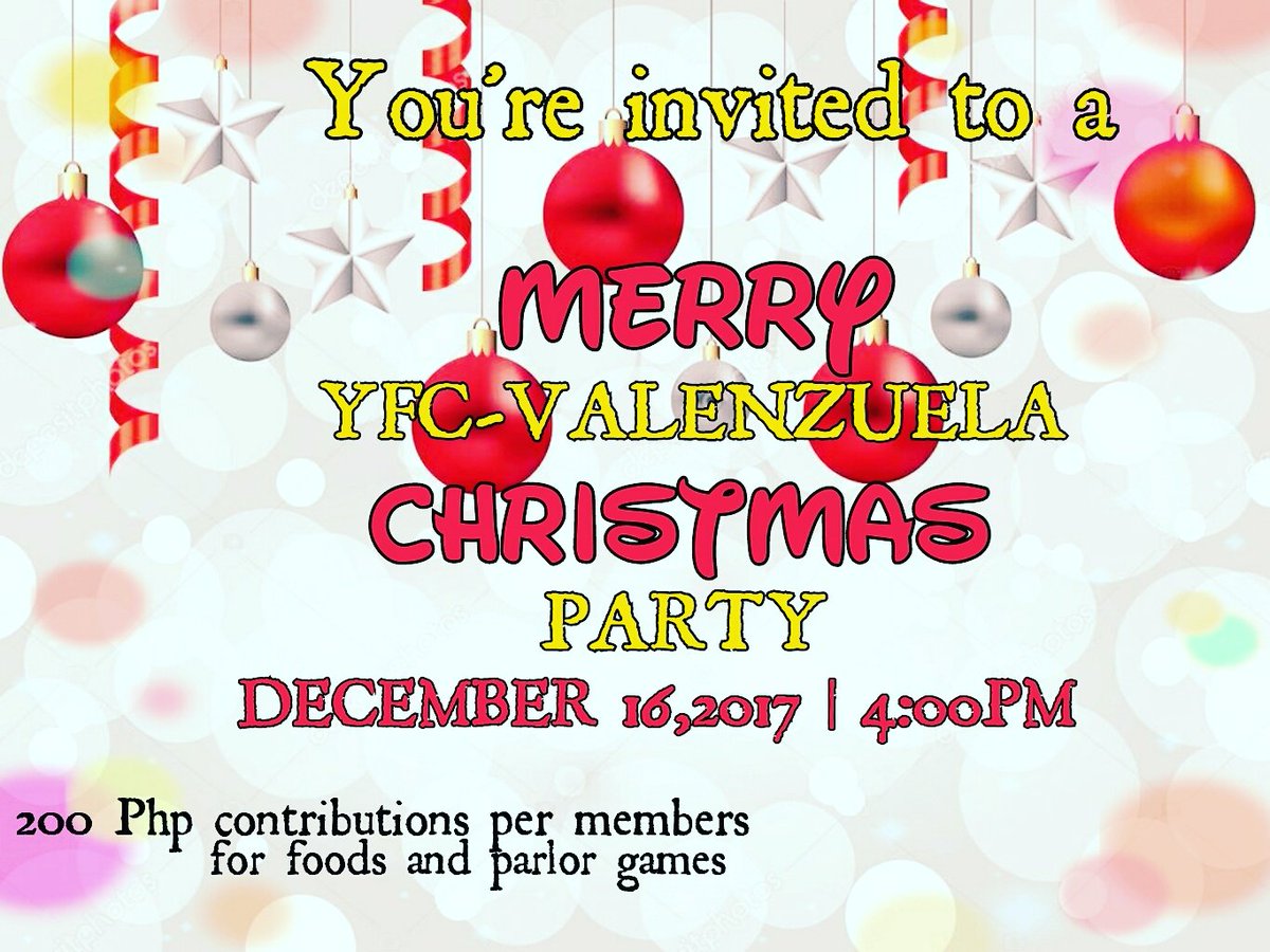 derickpenol1978's tweet photo. 1st #CHRISTmasPARTY2017

YOUTH FOR CHRIST - VALENZUELA 
(YFC-VALENZUELA)

December 16,2017 | 4:00PM onwards 
Collado's Residence at Barangay Balangkas,Valenzuela City.
SEE YOU THERE!!! https://t.co/TPz2FWUwNZ