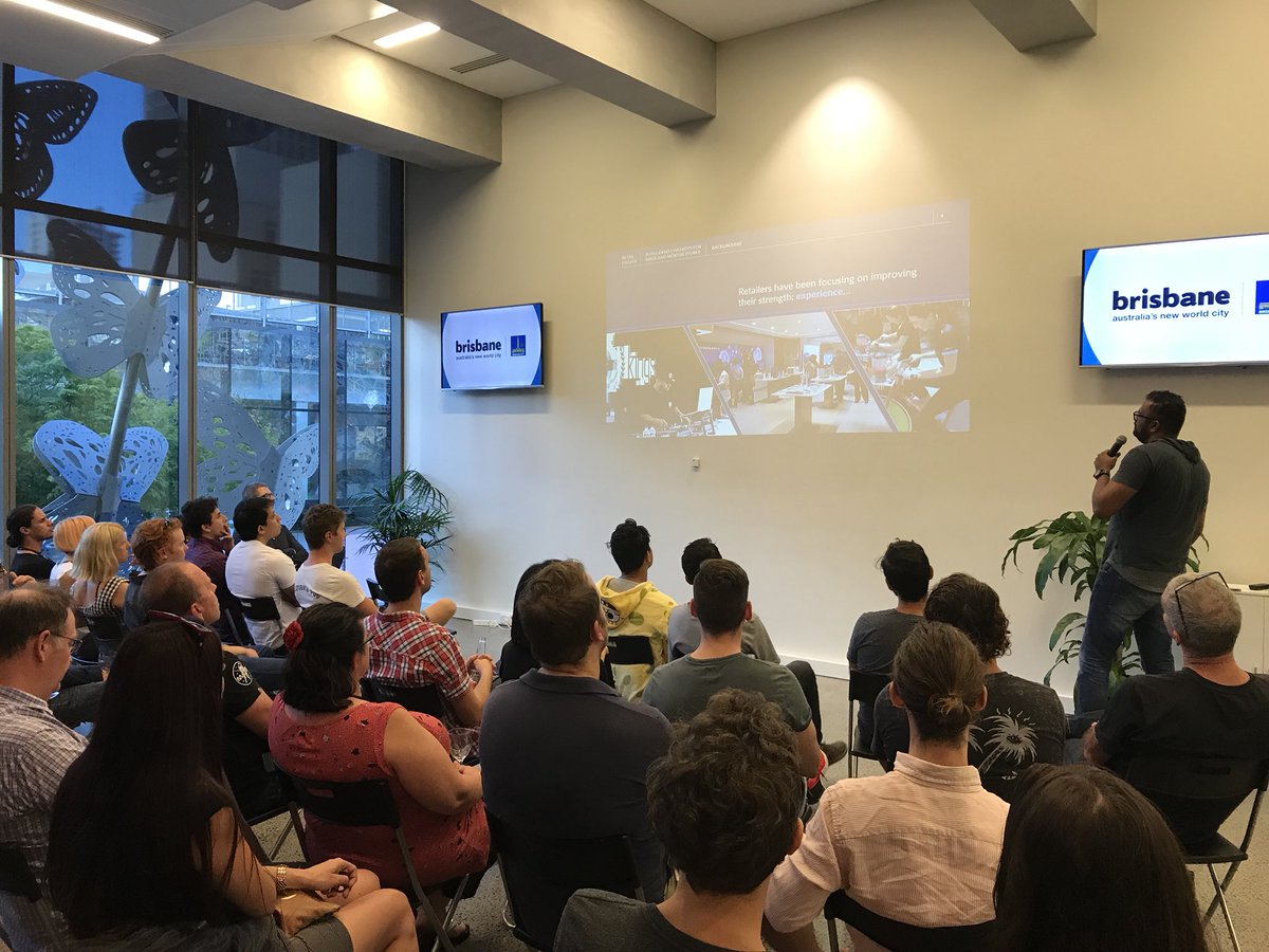 Fishburners's tweet photo. Next up is Rav from Retail Engage - helping attract more people to the CBD via a chatbot! #FridayPitches https://t.co/W2r66CISww
