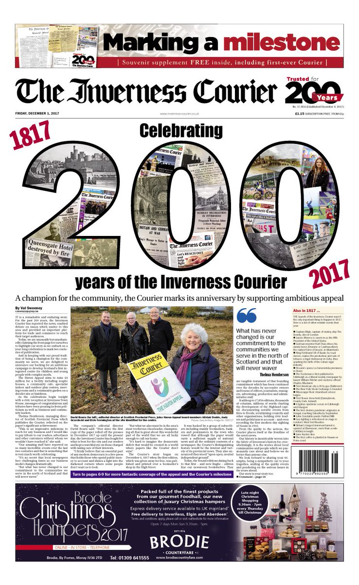 ADixonHNM's tweet photo. Grab today's bumper @InvCourier at all great retailers now - it includes a free souvenir supplement and a copy of the first-ever Courier
#Inverness
#IC200 https://t.co/XrnOufzeaD