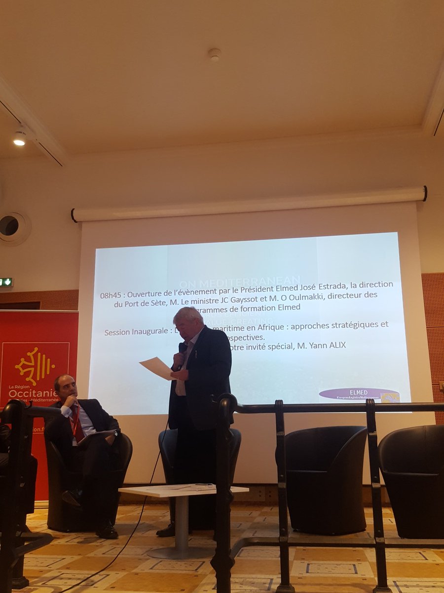 Bourdin_Seb's tweet photo. en direct du Forum International sur les ports méditerranéens. intervention de Monsieur le Ministre @Jcgayssot puis j'interviendrai sur la concurrence portuaire dans les ports européens et méditerranéens @EMNormandie @IPER_LH https://t.co/zSVeBnRewl