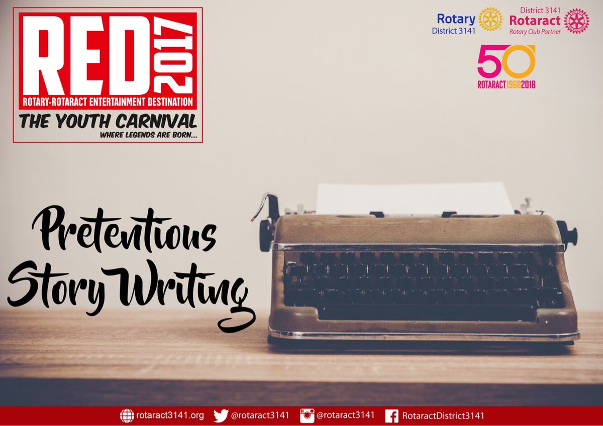 Rotaract3141's tweet photo. Let your thoughts turn into words and words into stories..
Transform your creative thoughts into a masterpiece Literature
Let your imagination get it word
#Rotaract50 #RID3141 #RotaractMumbai #REDGoingLegendary #YouthCarnival #RED2017 https://t.co/3hgEl4eBRT