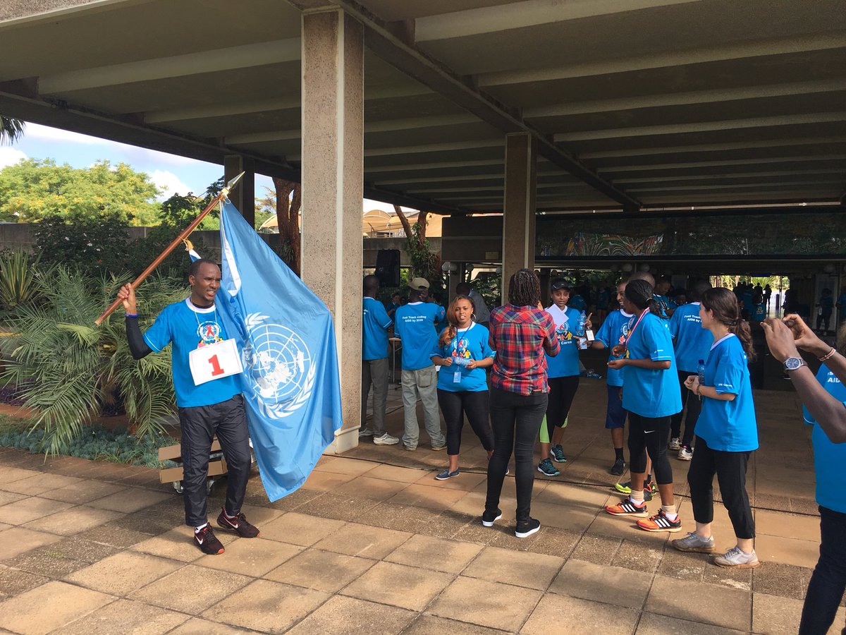 NLinKenya's tweet photo. A run at the UN in Nairobi to create awareness for AIDS and to encourage people to take an HIV test. #UNrun #WorldAidsDay https://t.co/4xY9pZibCd