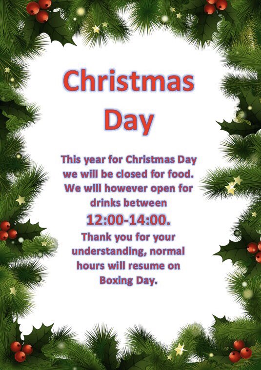 As we do every year, we will be closed on Christmas Day. We will however be opening for two hours between 12-2pm, for you to pop down and see us for a drink and to pass on holiday wishes!
#christmas #christmasday #closed #thetuckenhaypub #themaltstersarms #chritsmas #itsdecember