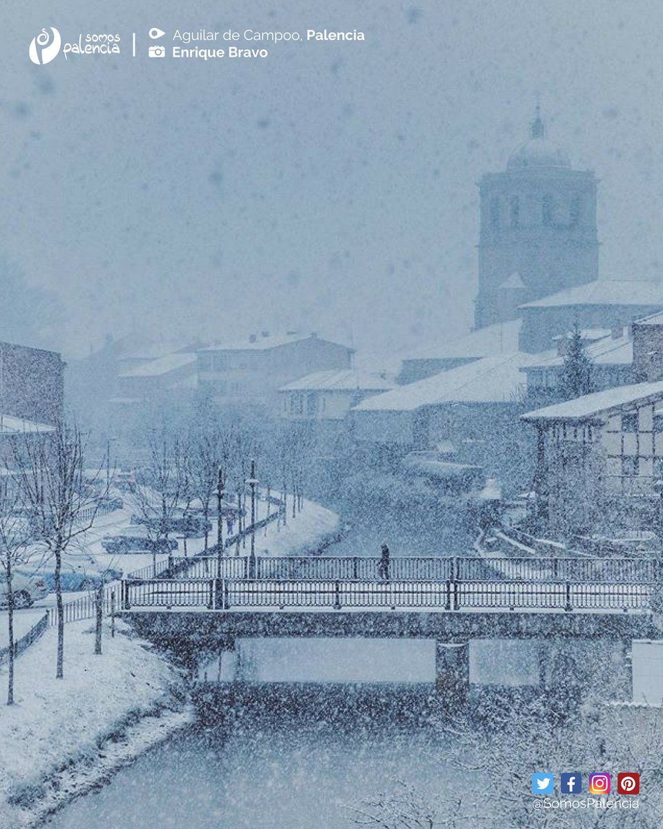 ¡Llega la nieve a #Palencia! ¡Así está ahora mismo Aguilar de Campoo! ❄️☃️