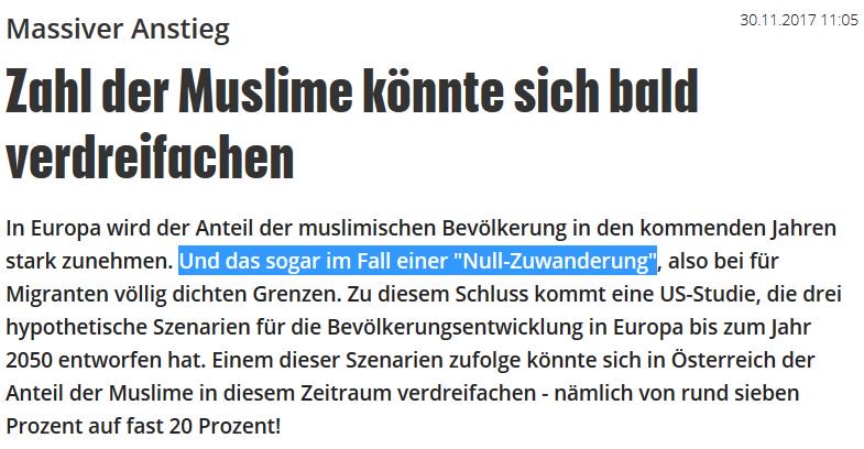 Sonstwer's tweet photo. Die @krone_at hetzt wieder

Zahl der Muslime verdreifacht sich auch bei Nullzuwanderung?

Von rund 7 auf 20 % ?

NEIN - sie betrug 8% und bei Nullzuwanderung steigt sie auf 9%

bei sehr hoher Zuwanderung auf 20%

so macht man Hetze!

#Kobuk @Helge 

https://t.co/HEAZwDdrSo https://t.co/OgqKOUNlEX