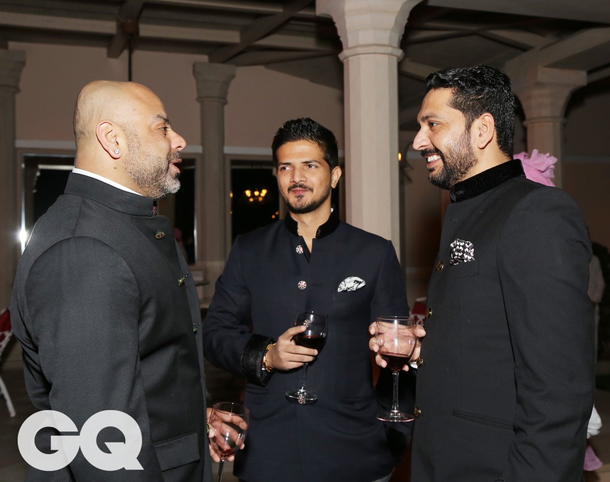 gqindia's tweet photo. #AboutLastNight: When in Jaipur, you can expect a well-dressed regal turnout. Here, Trivikram Singh Naila, Shakti Singh Ghanerao and Polo Factory's Vikramaditya Singh Barkana. #LookGood #GentlemensClub #Jaipur #Rajasthan #Luxury #Royalty #PoloFactory https://t.co/BGl9v3mIIu