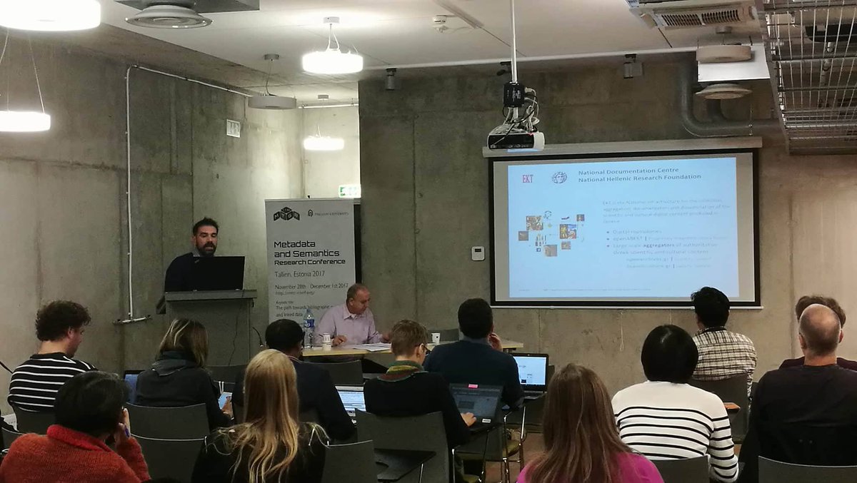MTSR_group's tweet photo. "The Semantic Enrichment Strategy for Types, Chronologies and Historical Periods in searchculture.gr" by Haris Georgiadis at #MTSR2017 #MTSR https://t.co/RGEL3cjAnq