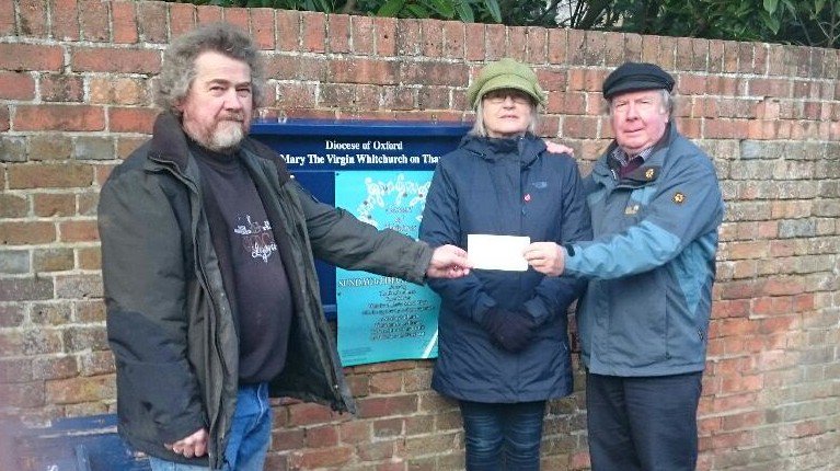 Cheque handover. Friends Chairman Keith Williams makes what we hope to the first of many contributions to our parish churches.