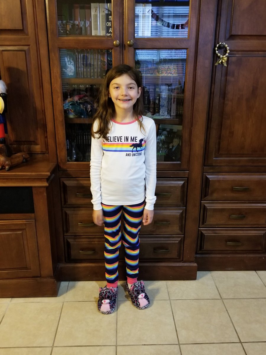 KathieFouche's tweet photo. Today's spirit day is pajama day, this sick child was super disappointed to miss it but she will be in her pajamas all day! She is wishes she was with you  @Southerland3rd @AndersonClass01 @wzliberty https://t.co/ulYzzkT4X8