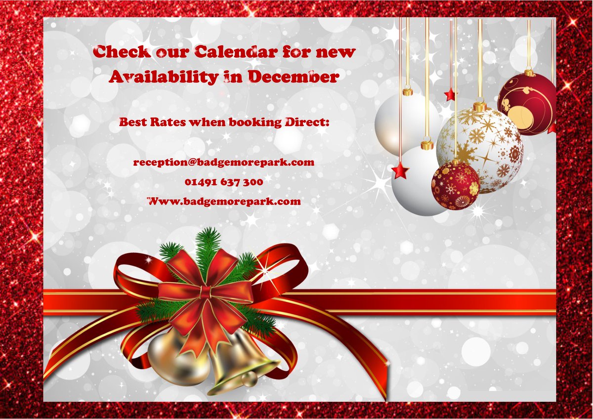 We have more availability in December! Book now to avoid disappointment. <a href="/henleyherald/">henley herald</a> <a href="/HenleyTCM/">Henley Town Council</a> <a href="/TheAA_UK/">The AA</a> <a href="/VisitEngland/">VisitEngland</a> 
#4starrated #accommodationinhenley #yumbreakfast
badgemorepark.com