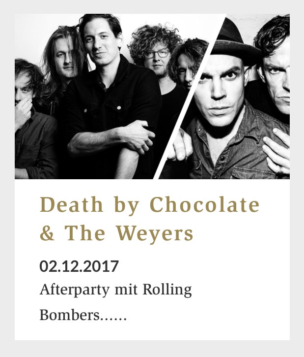 the_weyers's tweet photo. Liebe Leute, letzte Chance uns dieses Jahr mit den Freunden von @deathbychocola1 zu hören! Morgen im wunderbaren Hotel Wetterhorn in Hasliberg! https://t.co/jidf82UF9j