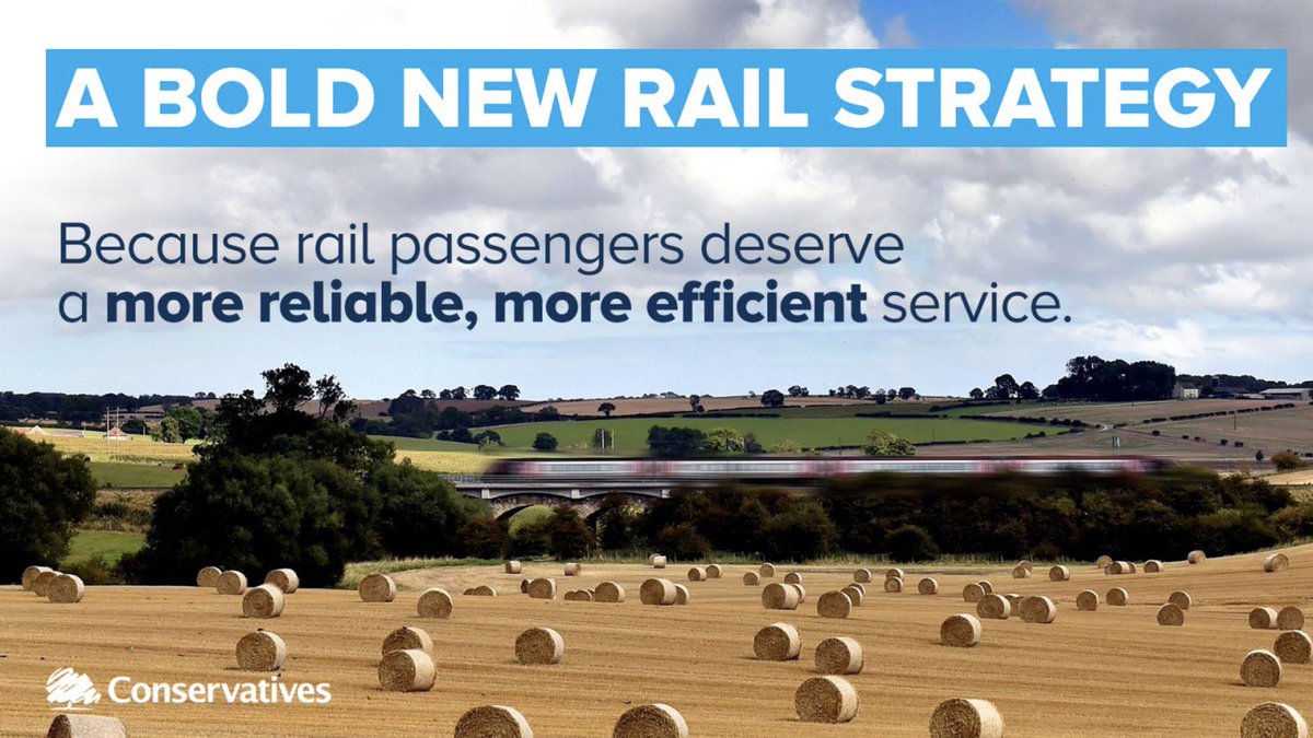 freespirited_p's tweet photo. The @Conservatives have announced a bold #RailStrategy that will expand the rail network.

This helps make life better for commuters, unlocks potential for housing developments and boosts jobs.

#BecauseOfTories https://t.co/l7V6qGix1G