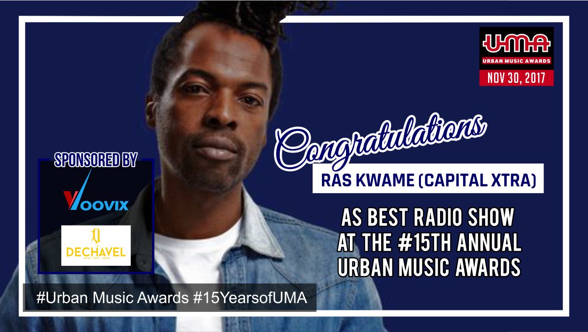 Urbanmusicaward's tweet photo. Congratulations to @RASKWAME voted #BestRadioShow2017 at the @Urbanmusicaward last night . #UMA #UrbanMusicAwards #15YearsofUMA #NewMusicFriday https://t.co/hvc05H1yUs