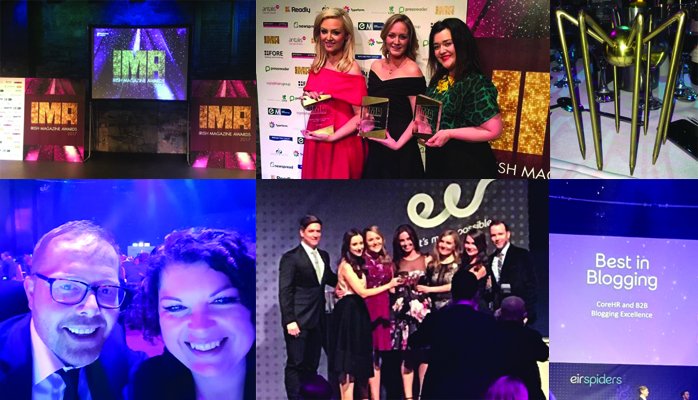 256content's tweet photo. BIG bravo to our team and client @CoreHR, who won 'Best in Blogging' at the #eirspiders. At the @MagsIRL Awards, @confettimag nabbed 'Best Consumer Mag', the 'Best Innovation' went to @houseandhomemag. And a huge congrats to our client @WeirandSons, who won 'Best Photography! ๐ https://t.co/pZbjG5IaBx