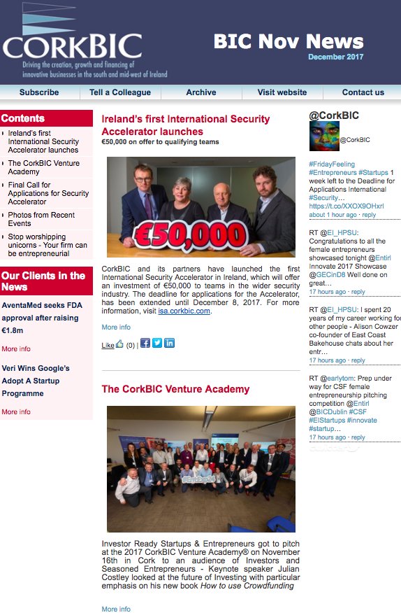 AxisBic's tweet image. @CorkBIC #Newsletter #VentureAcademy #SecurityAccelerator Client Stories @AventaMed @oliveod @veriireland @AMMcSORLEY &amp;amp; Stop Worshiping Unicorns!! And more bit.ly/2AmM5M5
